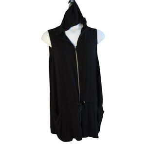 Lane Bryant LIVI Black Full Zip Oversized Hooded Vest Top 22/24